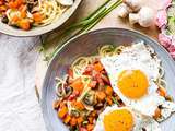 Spaghettis et sa poêlée carottes / lardons
