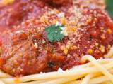 Boulette agneau sauce tomate et spaghetti