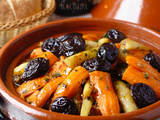 Tajine jarret de veau aux carottes, navets amers (ou panais) et pruneaux