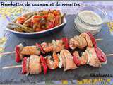 Brochettes de saumon et de crevettes