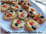 Muffins tomate, jambon, mozzarella, olive