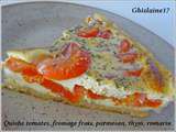 Quiche tomate, fromage frais, parmesan, thym, romarin