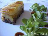 Gâteau de pommes de terre, foie gras et girolles
