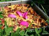Clafoutis rhubarbe-framboise, aux pétales de roses #au lait d'amandes