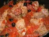 Sauté de veau au chorizo et olives noires