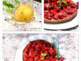 Tarte 100% fraises, sorbet ananas basilic