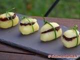 Petite bouchée festive de pomme de terre Princesse amandine® à la tapenade ou à la purée de truffe
