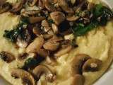 Creamy polenta with herbs and mushrooms, delicious