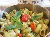 Spring in a plate. 
Pasta with Pesto sauce, delicate and