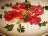 Tuna tataki. 
This dish is perfection!! Red Tuna tataki, fresh,