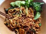 Vietnamese spice.
Homemade spicy noodles with tofu at