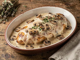 Poulet au four escalope à la crème et champignons, comme chez grand-mère