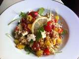 Salade boulgour, quinoa, feta & poivrons