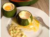 Courgette ronde farcie : façon œuf cocotte au boursin
