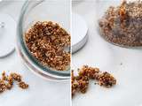 Granola sain & gourmand : quinoa soufflé, gingembre confit, chocolat