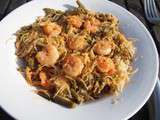 Partez en Asie avec ce wok aux nouilles chinoises, crevettes et haricots verts