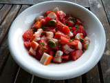 Salade tomate pastèque crevettes