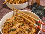 Spaghettis au poulet pimenté façon asiatique