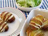 Pommes de terre rôties à la suédoise (Hasselback potatoes) au gouda et au bacon