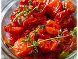 Tomates cerises confites au thym et au romarin