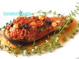 Aubergines farcies en Cuisson Douce, au Petit Epeautre et à la Tomate, Végétarien