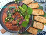 Bruschettes de Caviar d'aubergines à la Tomate et palette d'herbes aromatiques