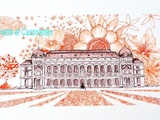 Grande Galerie de l'Evolution, dessin à l'encre de Chine