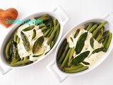 Haricots Verts à l'Etouffée et Crème de Sauge, Chips de Sauge Croustillantes
