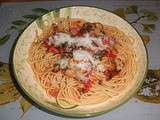 Spaghettis aux champignons, coppa et roquette