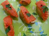 Sushi de gravlax et rattes du Touquet