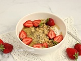 Overnight porridge fraise-rhubarbe #vegan
