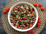 Salade d'aubergines, blé et lentilles #vegan