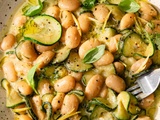 Courgettes mijotées et haricots blancs crémeux au pesto (comme un risotto)