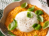 Couscous perlé à la crème de poivrons rôtis et burrata crémeuse