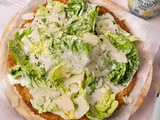 Virale de la chicken crust caesar salad pizza