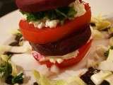  Burger  végétal : tomate et betterave crue, brousse, persil, touche de tapenade