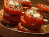 Millefeuille de tomate et courgette, mozzarella