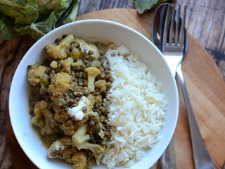 Curry de chou fleur lentilles lait de coco #végétarien