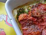 Lasagne aux brocolis et tomates confites au four