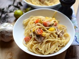 Linguine courgette tomates cerises et thon