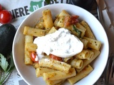 Pâtes crème de courgette, tomates cerises rôties et burrata #végétarien