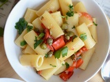 Pâtes poivron rouge tomates cerises et câpres #végétarien