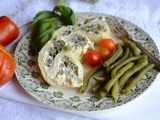 Roulé omelette fromage frais et haricots verts