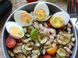 Salade de haricots blanc courgette grillée tomate huile au basilic #végératien