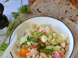 Salade de haricots blancs, tomates cerises, concombre et féta #végétarien