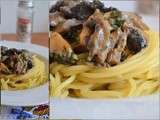 Spaghetti aux champignons et au sel de truffes