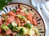 Ssalade de pastèque, concombre, pois chiches et féta #végétarien