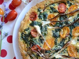 Tarte épinards tomates cerises et oignons frais #végétarien