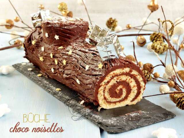 Biscuit roulé (bûche) chocolat noisette (Philippe Conticini) - Et