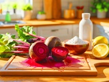 Comment nettoyer une planche à découper tachée par la betterave avec des produits naturels